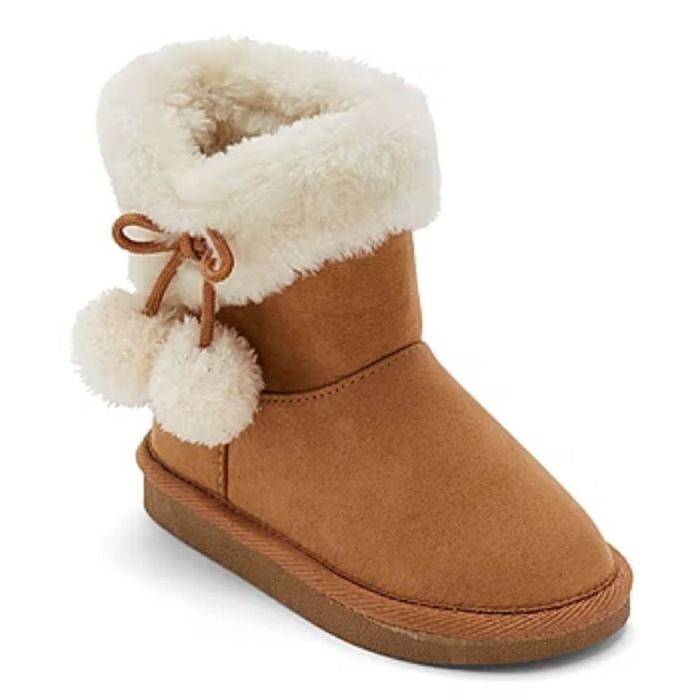 Chestnut faux suede/ fur toddler boots